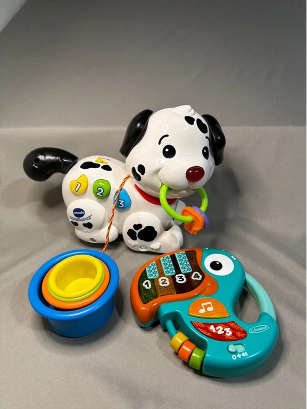 Infantino / Vtech Baby Toy Set - Interactive Dalmatian, Stacking Cups, and Tucan